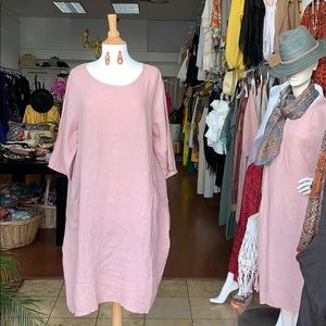 Pink mauve linen dress